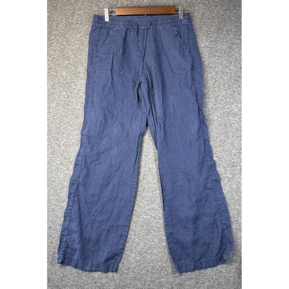Tommy Bahama Linen Relaxed Fit Drawstring Waist Pants Womens Size XS Blue Cruise - Picture 2 of 13